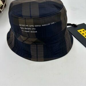 Men’s Moncler, genius fragment, printed check, nylon bucket, hat, size, medium